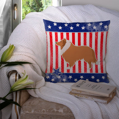 Coussin décoratif intérieur/extérieur patriotique usa collie