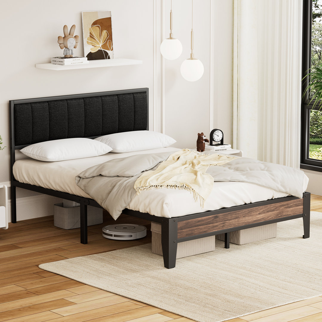 Upholstered Bed Frame with Headboard Platform Bed Frame Ebern Designs 