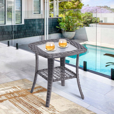 Danvers Square Wicker Outdoor Side Table , 18.11'' in. W 18.11'' in. D