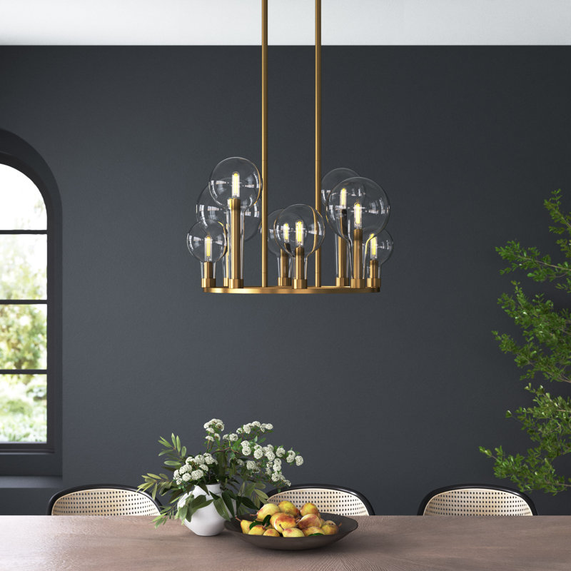 Indira 8 - Light Dimmable Wagon Wheel Chandelier, Lacquered Brass