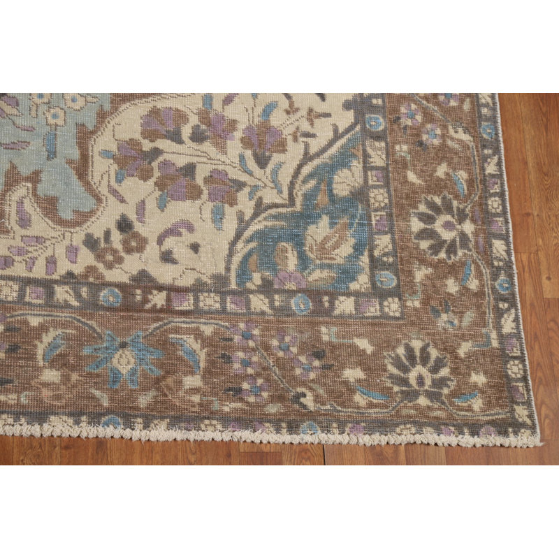 Tapis floral bleu clair clair 10 x 13