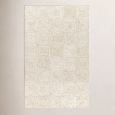 Mykonos Ivory Hand-Woven Geometric Jute Rug