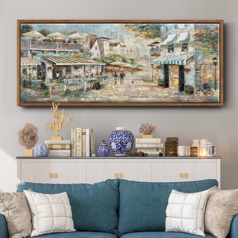 Rooftop Cafe- Framed Canvas, 24" H x 60" W