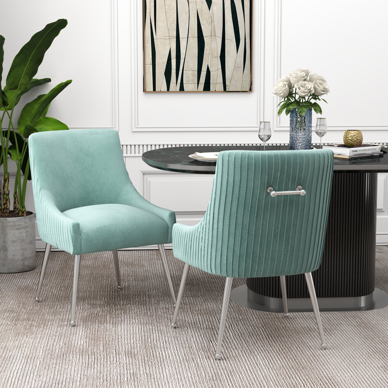 Chaise d'appoint en velours capitonné de 22 po Baudel, Vert menthe