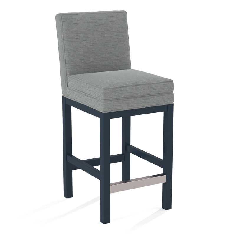 Upholstered Stool, Basic Grey; 0317-83, Navy Finish