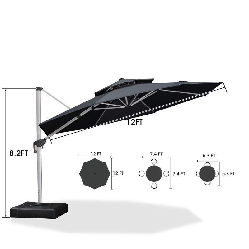 3.6m Cantilever Parasol, Grey