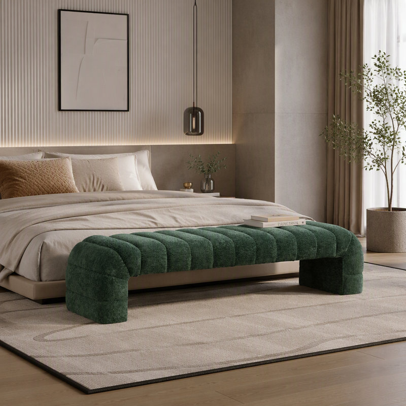 Banc en chenille avec pieds traîneau Channel, Vert