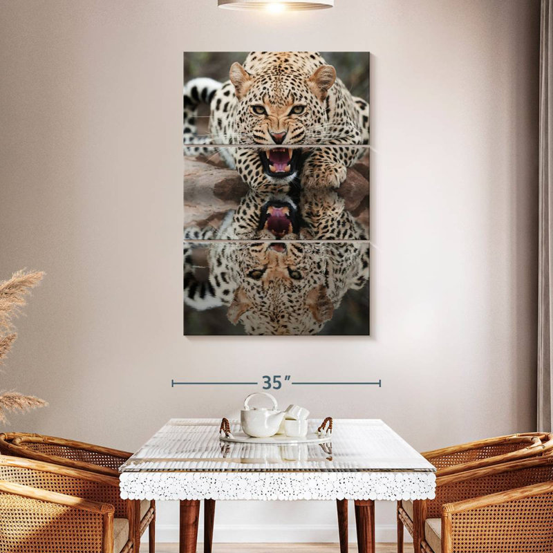 Brampt Leopard Growling Reflection, 50" H x 32" W