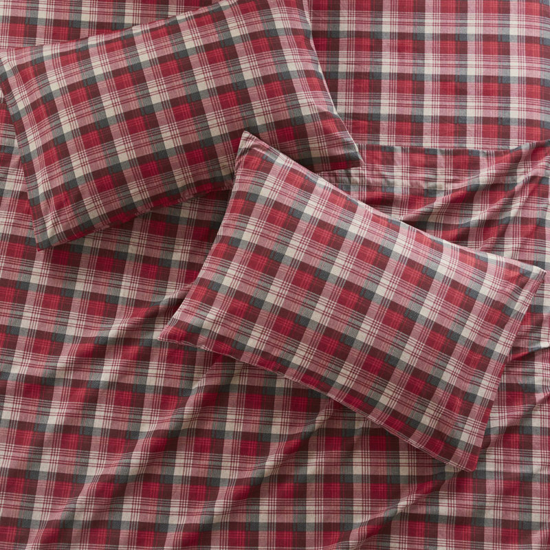 Ensemble de draps doux et confortables avec motif écossais rouge classique pour un confort et un style toute l'année, Rouge