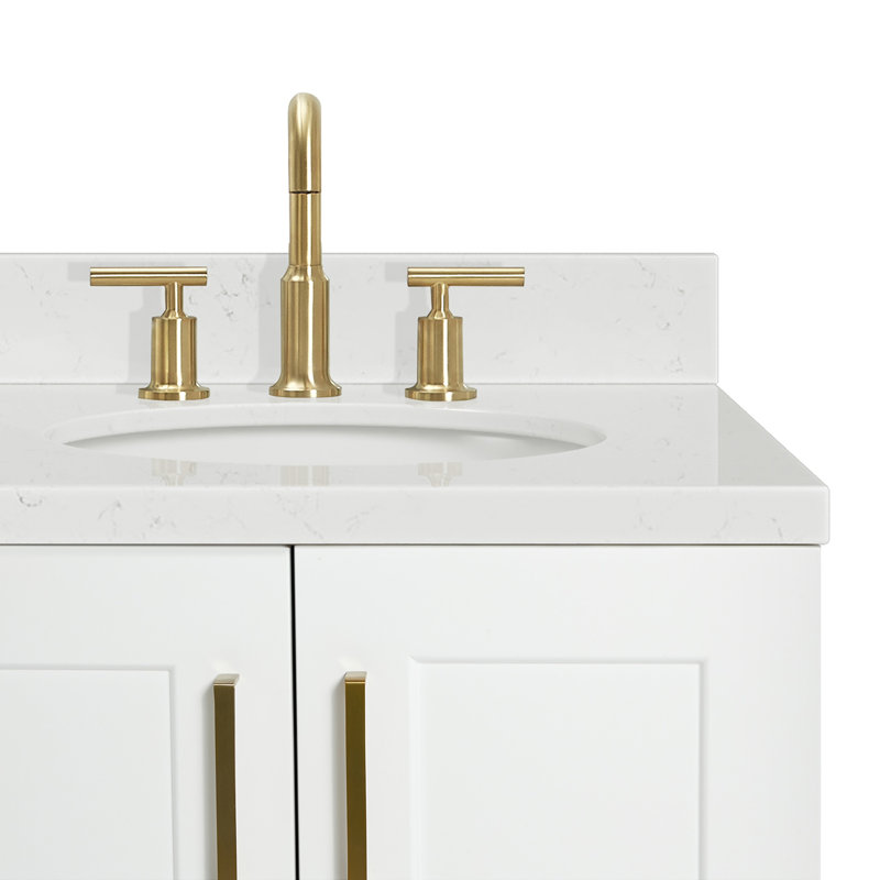 37 IN.  Single Bathroom Vanity, Right, Oval, White