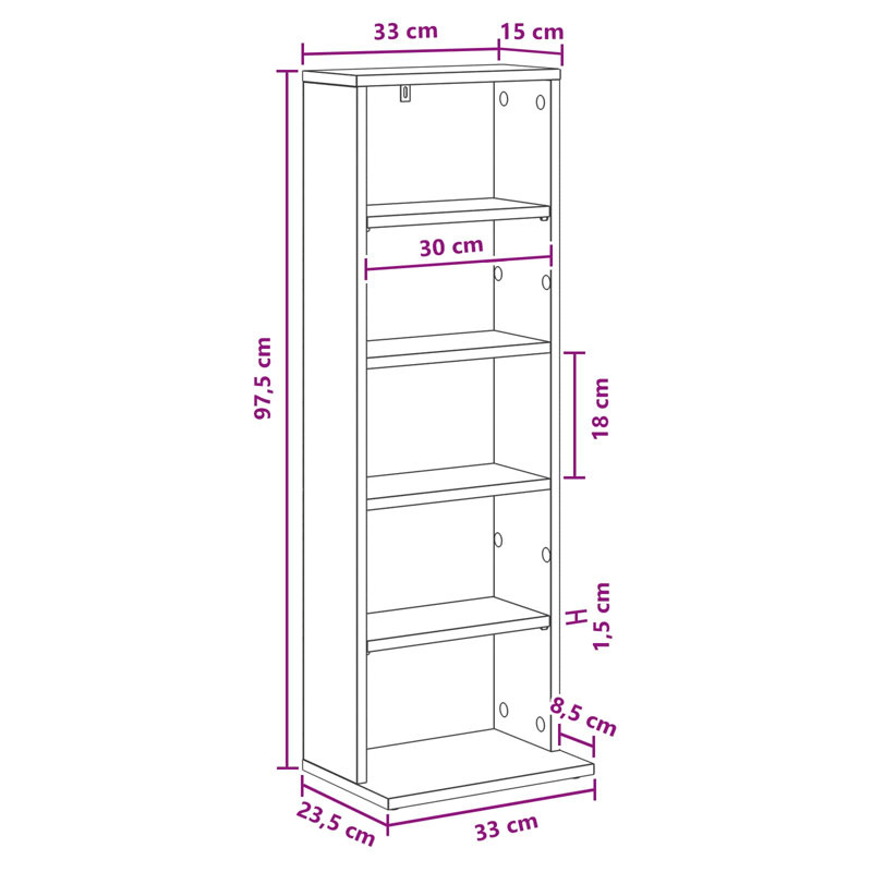 Engineered Wood 97.5cm H Media Shelves