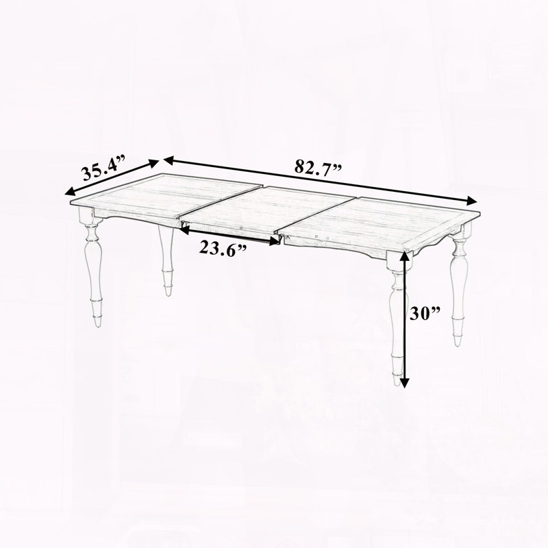 Vintage Traditional Extendable Dining Table – Solid Wood, 23.6" Leaf, Seats 8