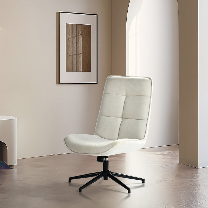 Maisee 26'' Wide 360° Swivel Side Accent Chair for Living Room, Ivory Polyester