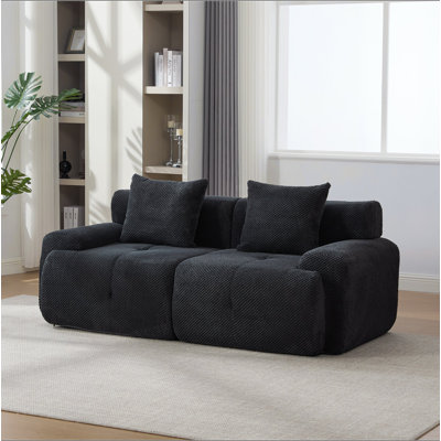 Causeuse modulaire moderne 73 po, canapé convertible capitonné 2 places avec 2 coussins, canapé convertible désossé pour salon, bureau, appartement et chambre d'amis