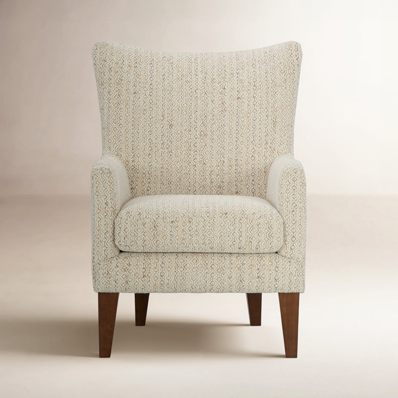Estado Upholstered Armchair, Pewter, Honey Birch