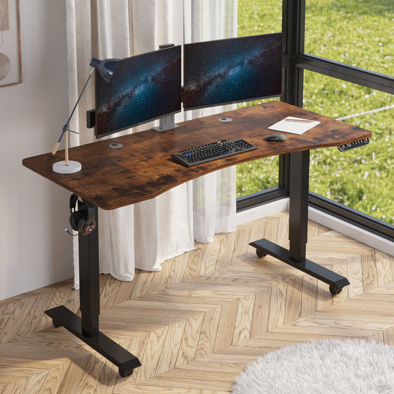 Bureau debout à hauteur ajustable Leoba, Brun / noir