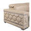 Cuir beige avec base en bois massif et pieds rembourrés en acier inoxydable à grain supérieur