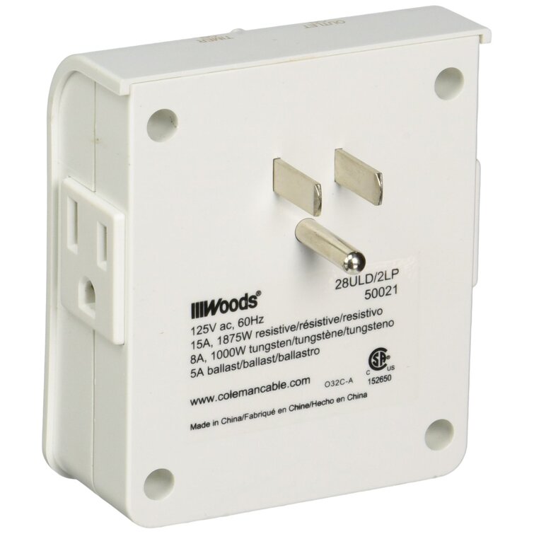 Woods 24 Hour Heavy Duty Indoor Plug-In Grounded Outlet Mechanical