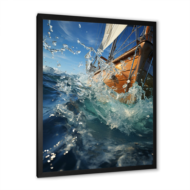 Voilier, contrastes dynamiques - reproduction sur toile, Cadre photo noir, H 20 po x l 12 po x P 1 po