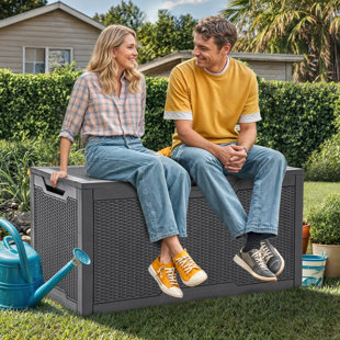 Garden Storage Box 115cm W 380L Waterproof Deck Box