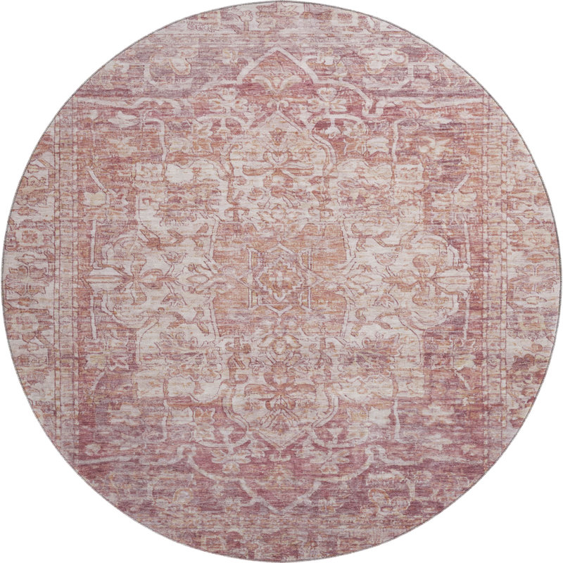 Premium Machine Washable Lubbers AMF1728 Global Rug, Round 8'