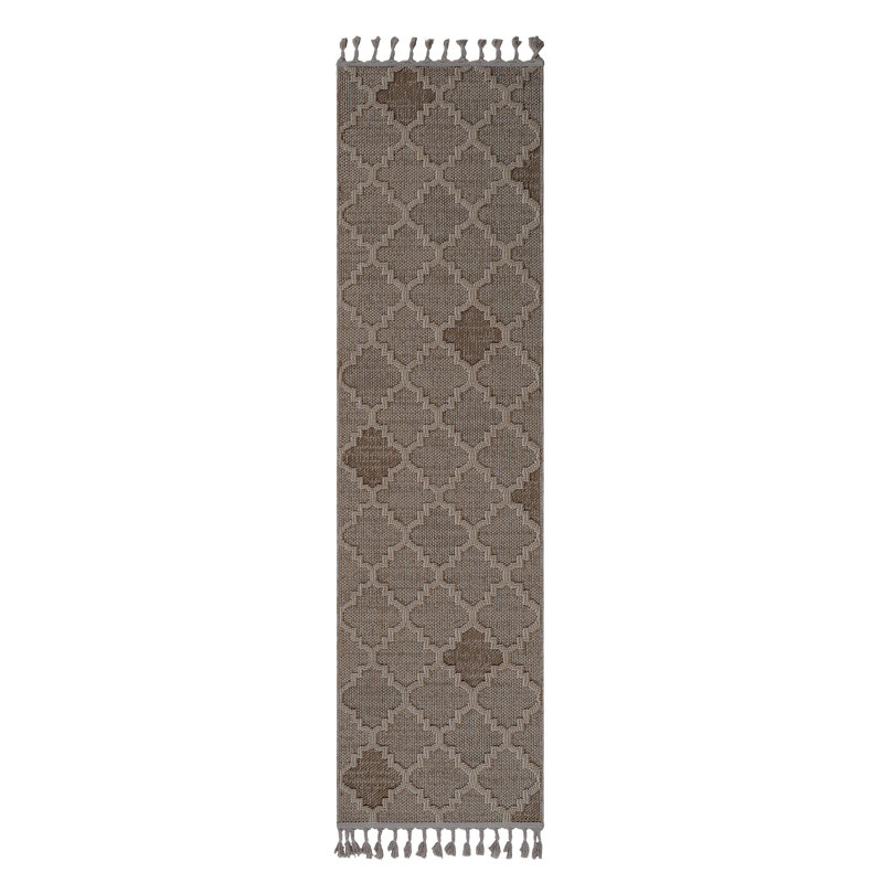 Collection Trellis Indoor/Outdoor Area Rug, Runner 2'2" x 8', Cream