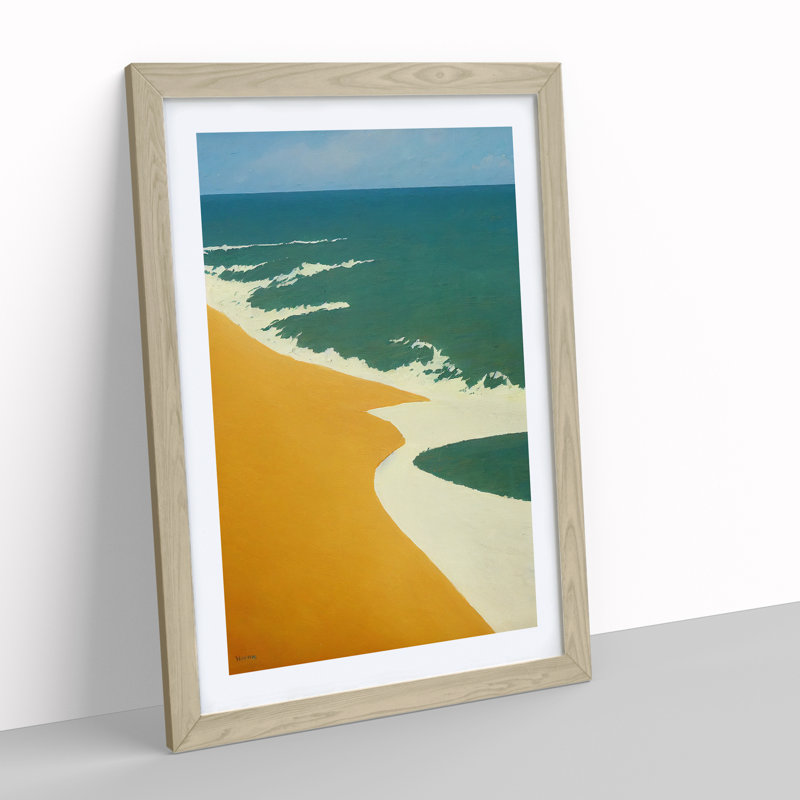 Enigmatic Beach - Single Picture Frame Painting, 64cm H x 46cm W x 2cm D, Oak