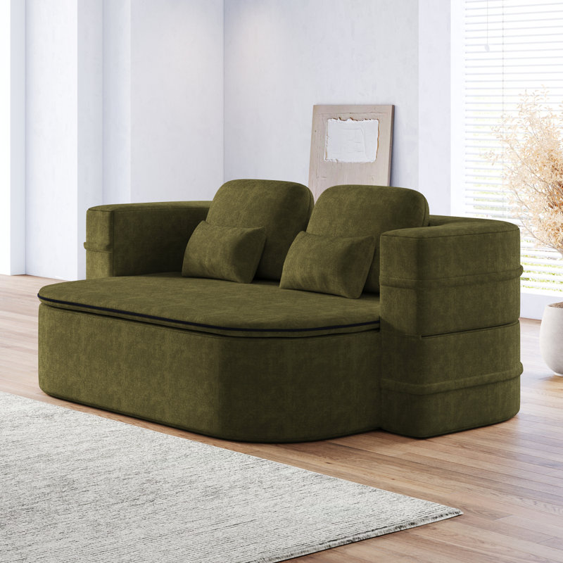 Canapé-lit 75 po 2-en-1 pliable pour le salon, Chenille verte
