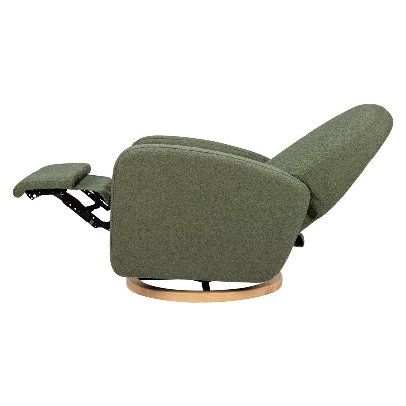 Nami Electronic Recliner and Swivel Glider Recliner in Shearling with USB port, Olive Boucle