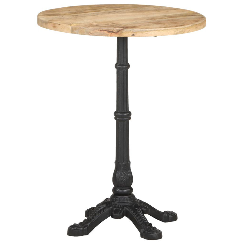 Gottschalk Acacia Round Solid Wood Top Metal Base Dining Table, Natural