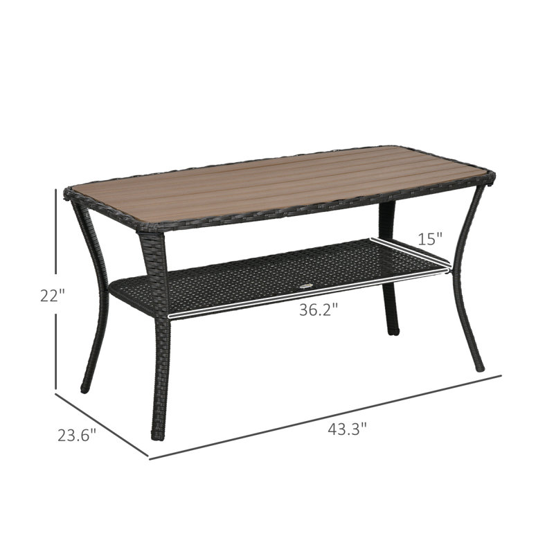 Patio Table Outdoor Wicker Side Table With Storage