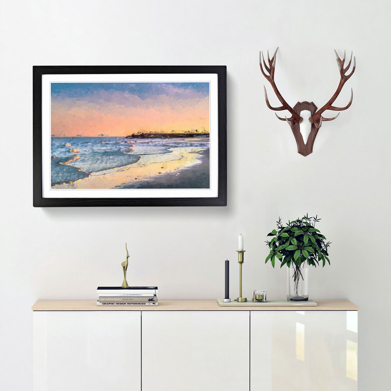 Fishing in Cape Cod in Abstract - Picture Frame Graphic Art Print, 27cm H x 36cm W x 2cm D, Black Framed