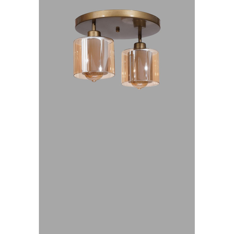 Lustre, 2 niveaux, Deux lumières, Miel / or