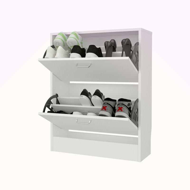 Range-chaussures avec 2 portes basculantes, Blanc