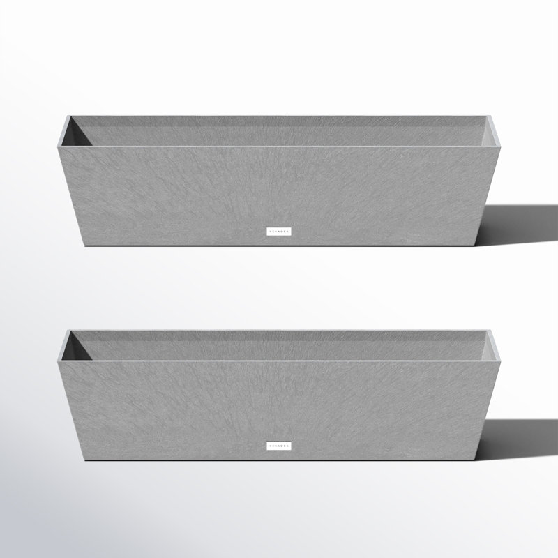 Pure Series Window Box Planter, Charcoal Gray, Set of 2, 9" H x 36" W x 10" D