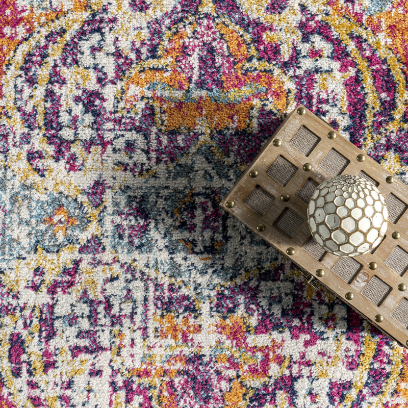 Balster Medallion Area Rug for Living Room Bedroom Dining Room Kitchen, Multicolor/Blue, Rectangle 8' x 10'