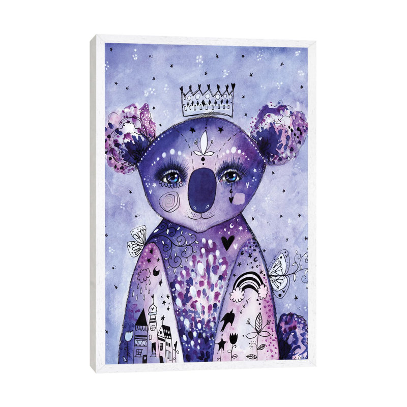 Quirky Koala by Tamara Laporte - Painting on Canvas, 66.04cm H x 45.72cm W x 3.81cm D, White Framed