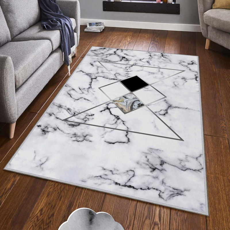 Premium Woven Area Rug, 100% Polyester, 4.6 x 7.2 ft | Antibacterial, Non-Slip PVC Dot Underside | 3D Digital Printing, Machine Washable, Pile Height: 0.3 in | Ideal for Living Room, Bedroom, and Dining Spaces