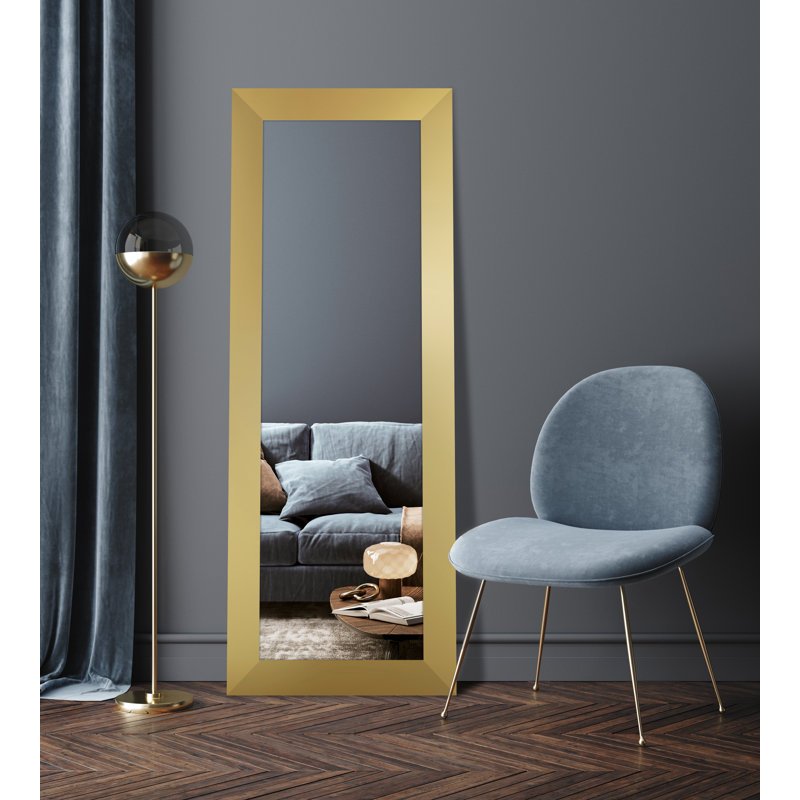 Faynett Plastic Flat Leaning Mirror, 145 cm H x 55 cm W, Gold