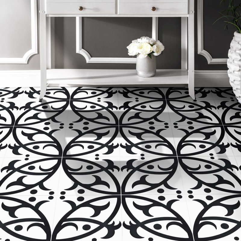 Hocima 8 in. x 8 in. Tile, White/Black