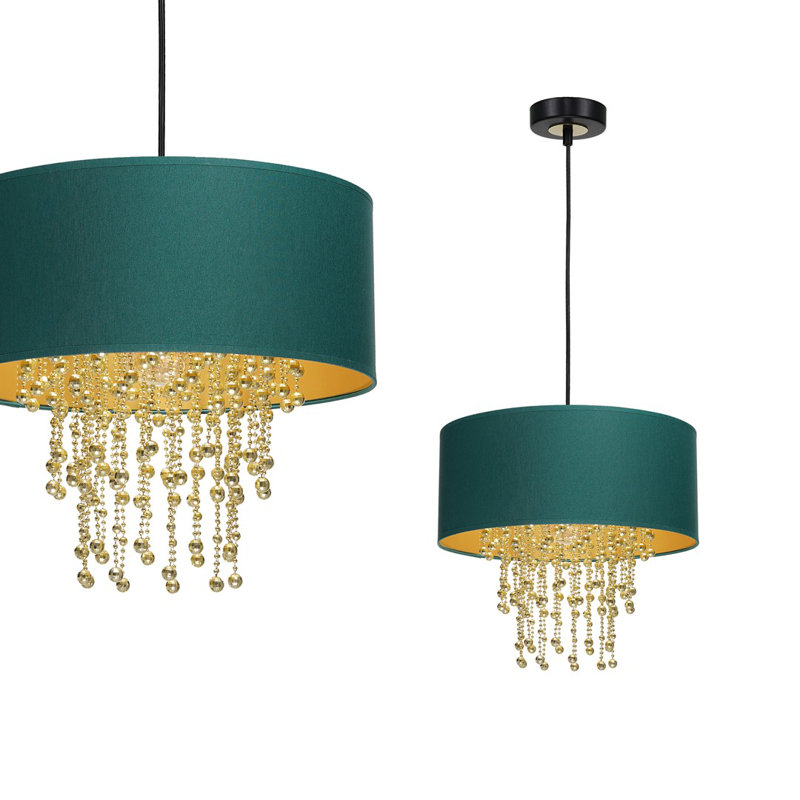 Donahoe 1 - Light Drum Pendant, Green/Gold