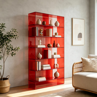 Bibliothèque ouverte rouge en acrylique