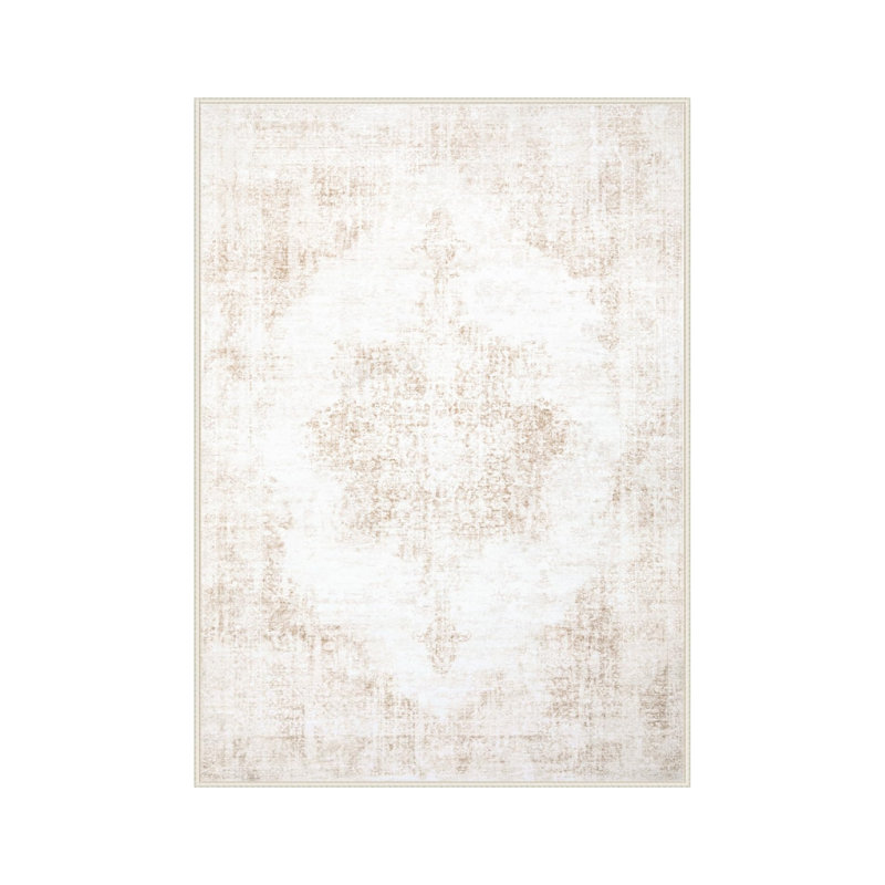 5' x 7' Beige Faded Medallion Rug for Bedroom