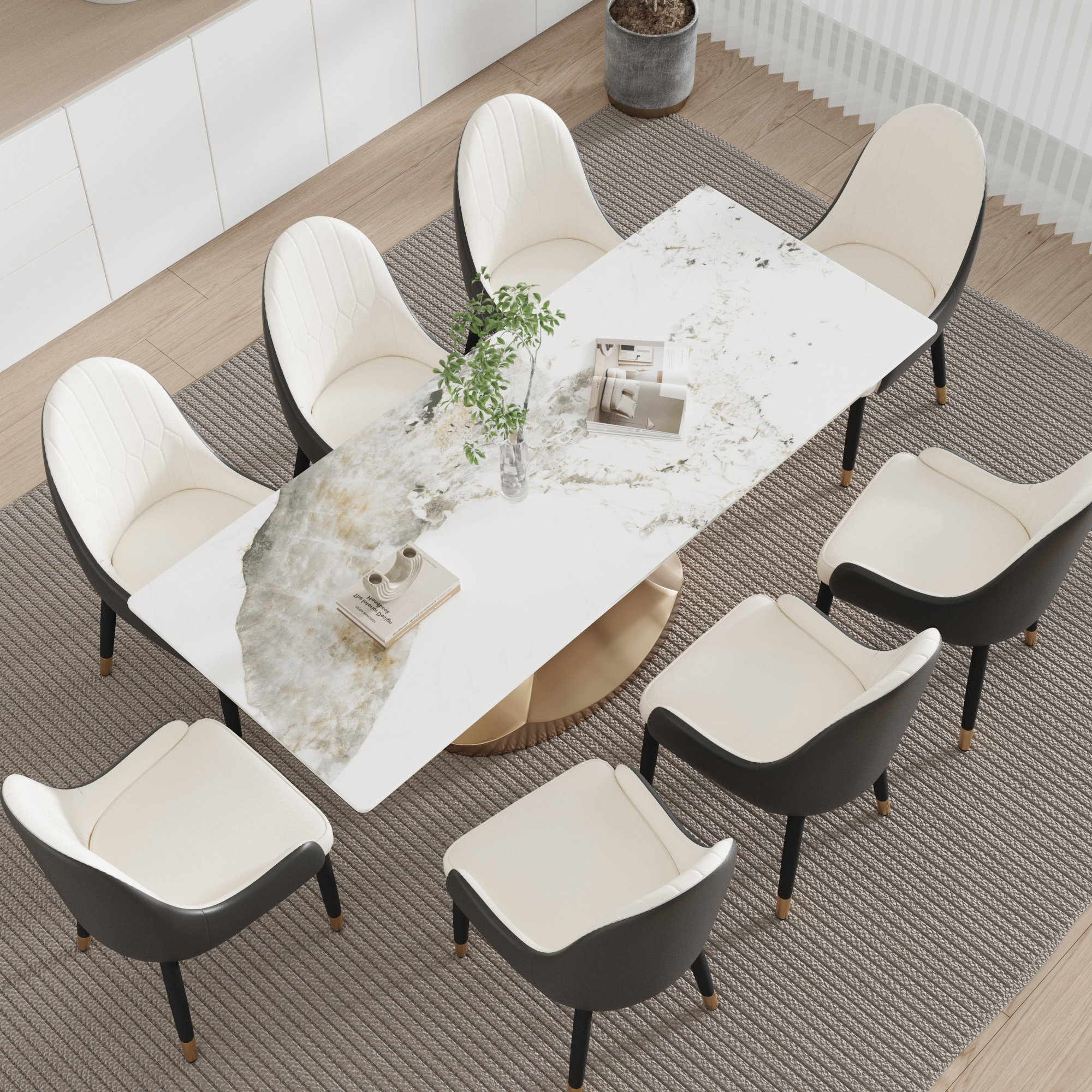 9 piece marble cheap dining table set