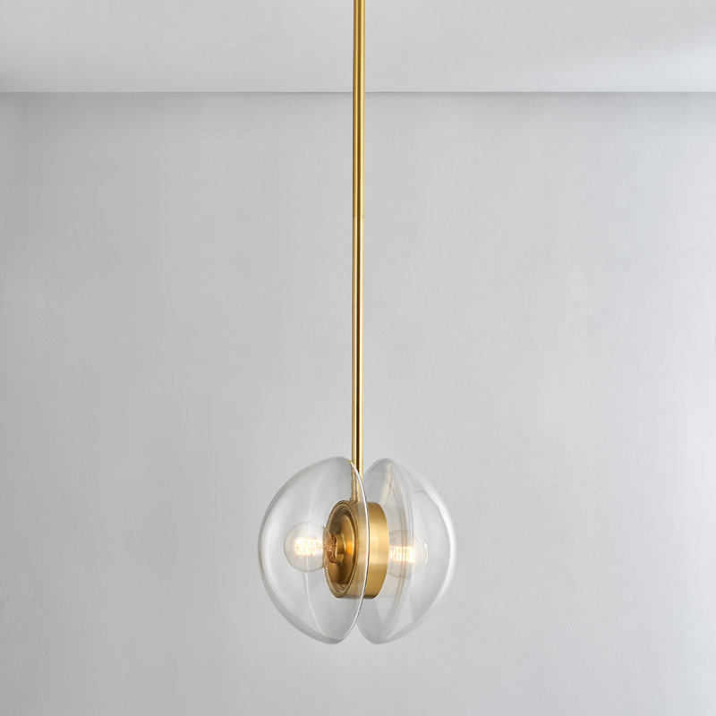 KERT 2 LIGHT PENDANT, Aged Brass, 19" H x 11.75" W x 11.75" D