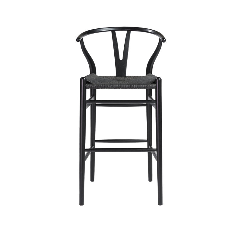Tabouret de bar / de comptoir en bois massif Fairbanks, Noir, Noir, Tabouret de bar (siège d'une hauteur de 30,1 po)