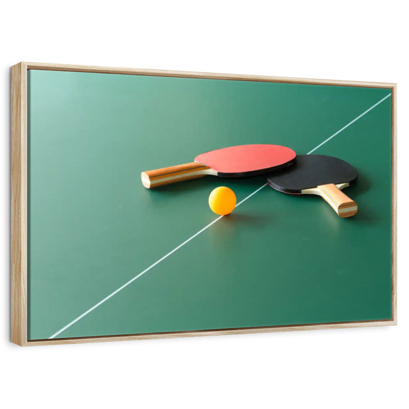 Pingpong Gear Set, Floating Frame Natural Wood, 40" X 27"