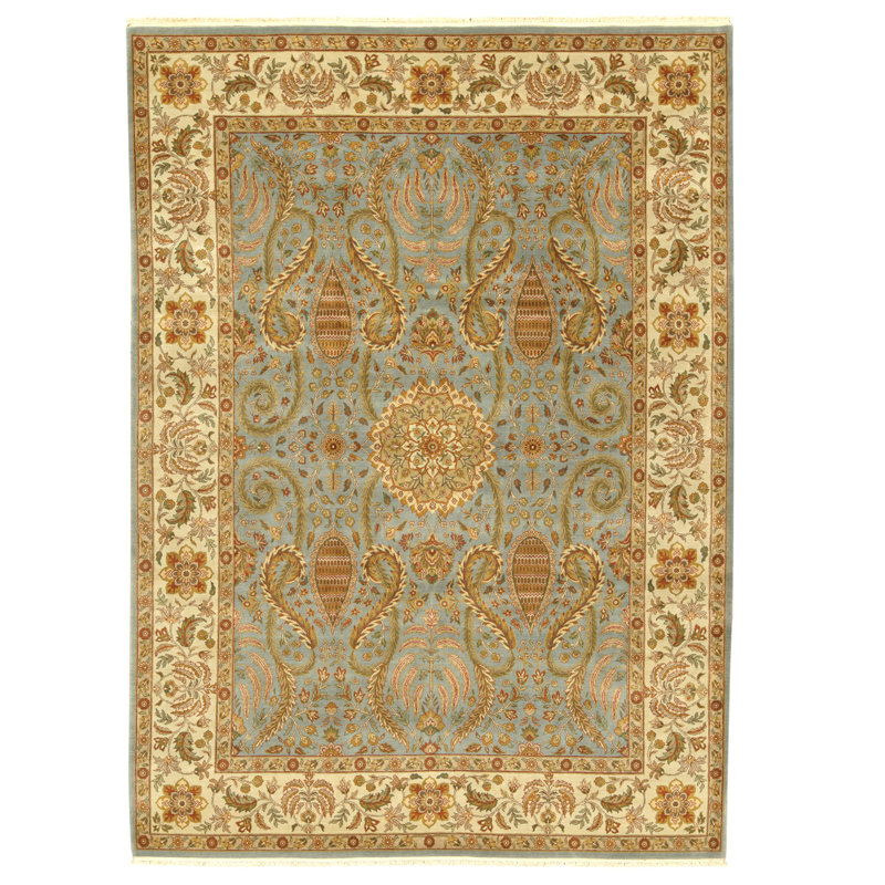 Tapis rectangulaire en laine noué à la main