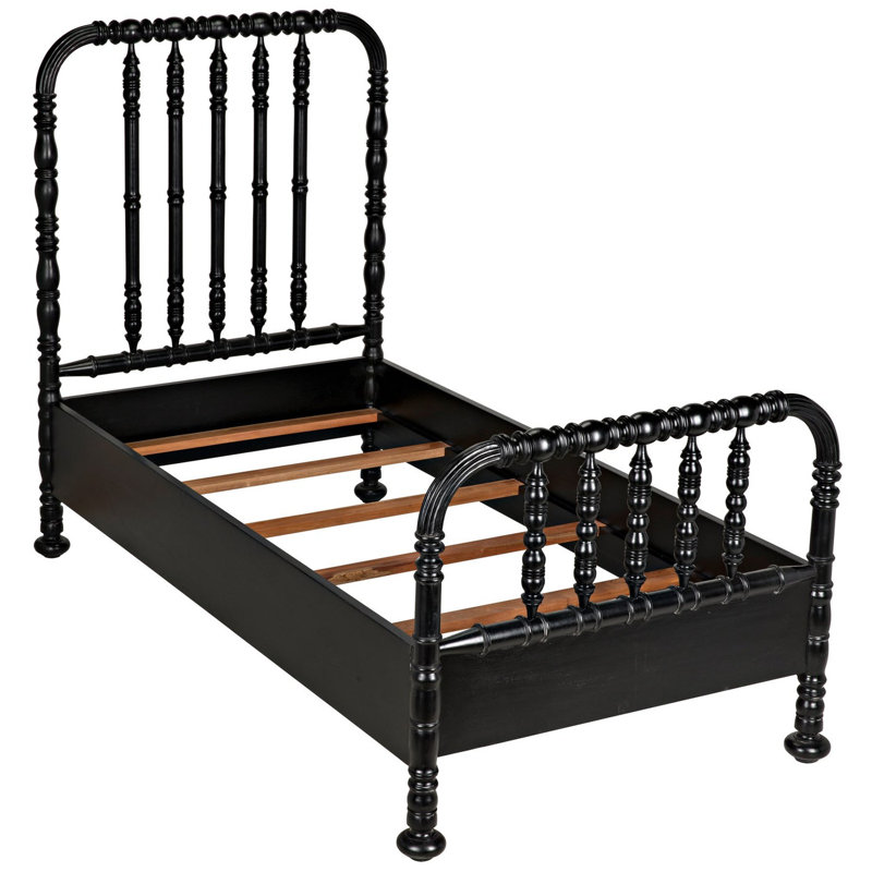 Bachelor Solid Wood Bed, Hand Rubbed Black, Twin