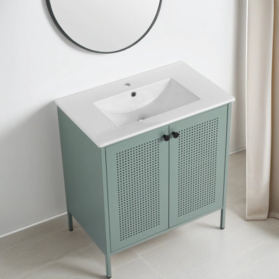 Meuble-lavabo simple 30,34 po avec plateau en céramique Breazia